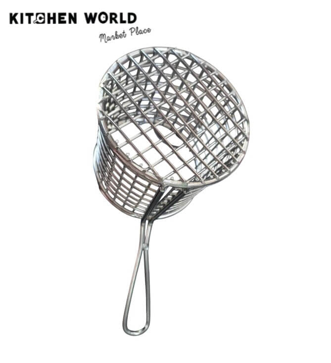 ตะกร้าเสิร์ฟสแตนเลสทรงกลมมีหูจับ KCW CW0193-94 ขนาด 9x8 ซม.